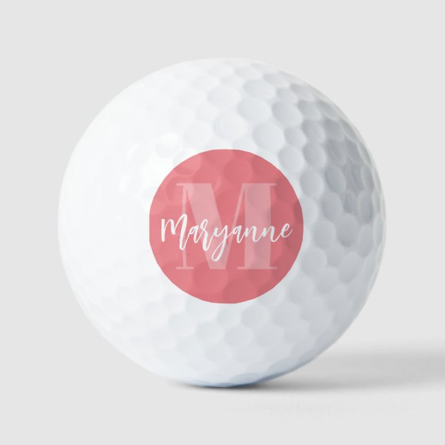rosa Monogramm Bold Initial Modernes Personalisier Golfball (Vorderseite)