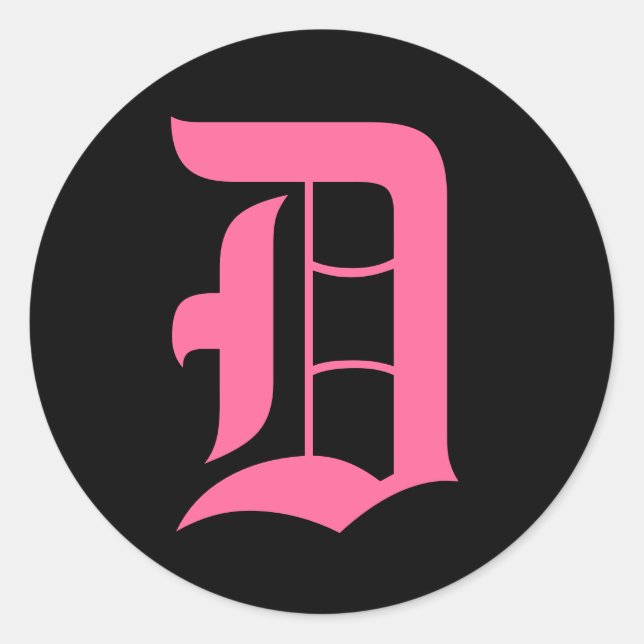 Rosa Monogramm D Runder Aufkleber (Vorderseite)