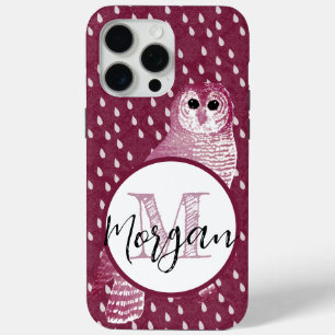 Rosa Monogramm Damast Eule Personalisiert Case-Mate iPhone Hülle