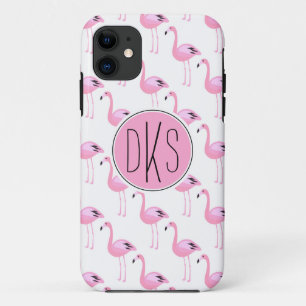 Rosa Monogramm der Flamingo- iPhone 11 Hülle