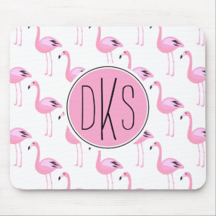 Rosa Monogramm der Flamingo-  Mousepad
