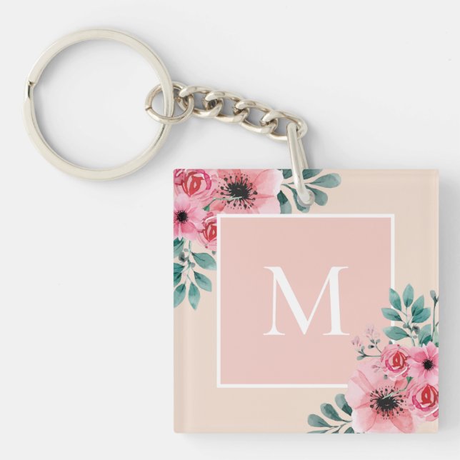 Rosa | Monogramm des Fotos Schlüsselanhänger (Vorderseite)