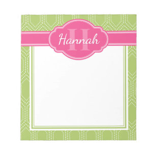 Rosa Monogramm des roten, weißen Diamantpunktes Notizblock