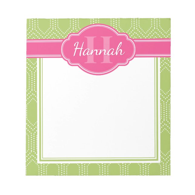 Rosa Monogramm des roten, weißen Diamantpunktes Notizblock (Vorderseite)