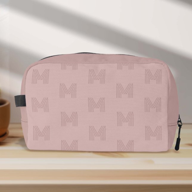 Rosa Monogramm Einfache Moderne, Frauen Waschbeutel (Pink monogram small women's dopp kit bag.)