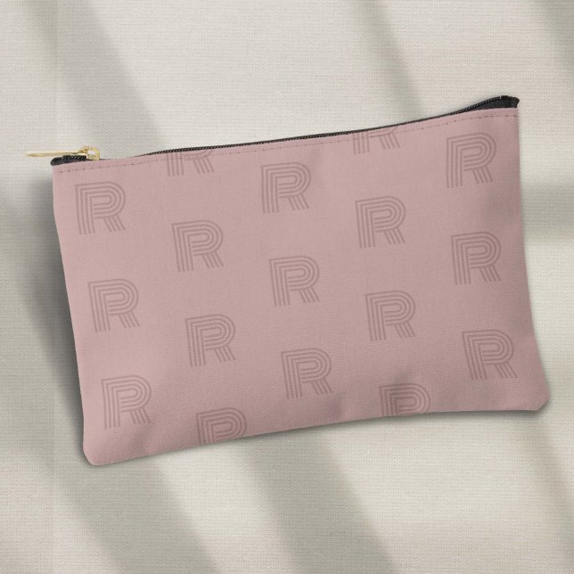 Rosa Monogramm, Gold für moderne Frauen Zubehörtasche (Pink monogram small women's accessory pouch..)
