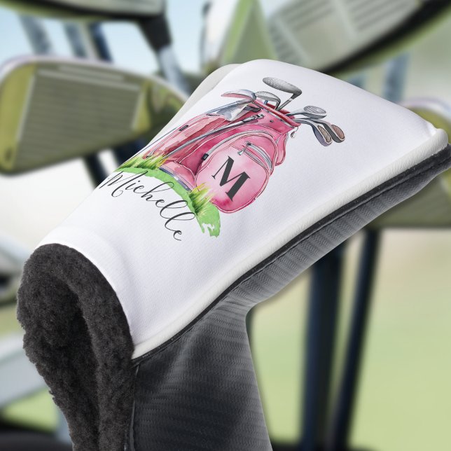 Rosa Monogramm Golf Headcover (Pink Monogram Golf Head Cover)
