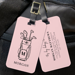 Rosa Monogramm-Golftasche Gepäckanhänger