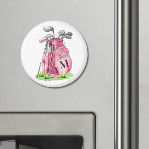 Rosa Monogramm-Golftasche Magnet
