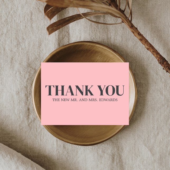 Rosa Monogramm-Hochzeit Dankeskarte (Pink Monogram Wedding Thank you Card)