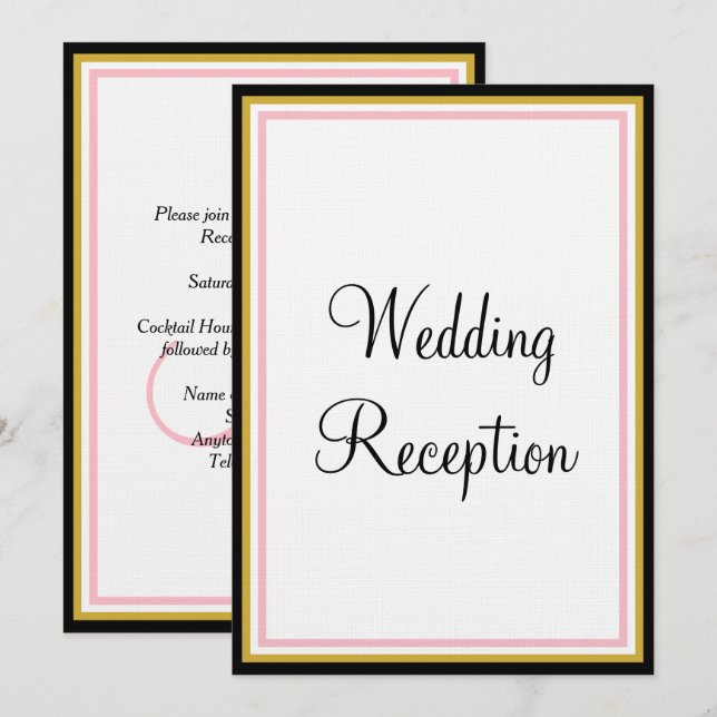 Rosa Monogramm Hochzeitsempfang Einladung (Vorne/Hinten)