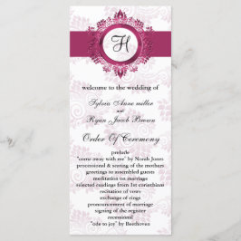 Rosa Monogramm Hochzeitsprogramm Programm