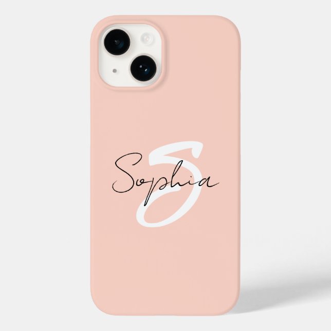 Rosa Monogramm-Individuelle Name Case-Mate iPhone Hülle (Rückseite)