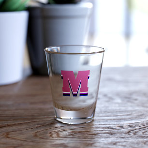 Rosa Monogramm M Custom Initial Shot Glass Schnapsglas