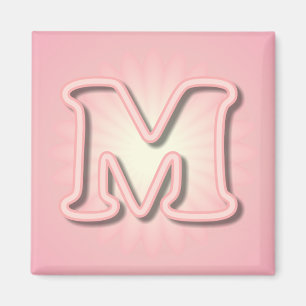 Rosa Monogramm M Magnet
