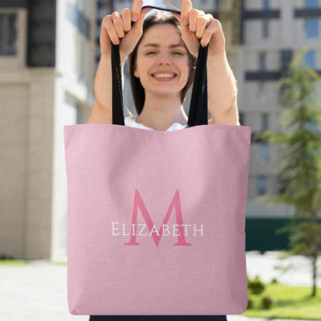 Rosa Monogramm Moderne Anfangsbuchstabe des Namens (Pink Monogram Modern Name Initial Tote)