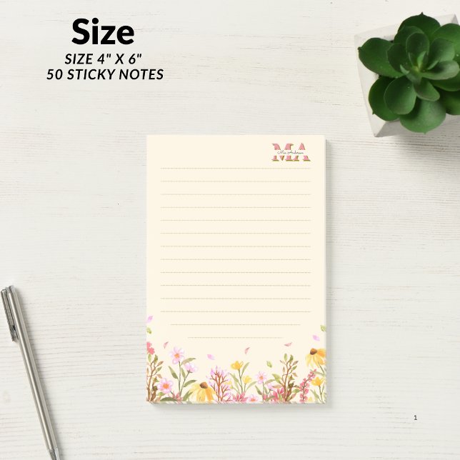 rosa Monogramm Moderne Minimalistische Post-it-Not Post-it Klebezettel (Pink Monogram Modern Minimalist Post-it Notes)