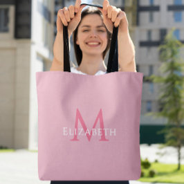 Rosa Monogramm Moderner Name Anfangsbuchstabe Tote