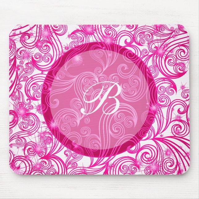 Rosa Monogramm Mousepads (Vorne)