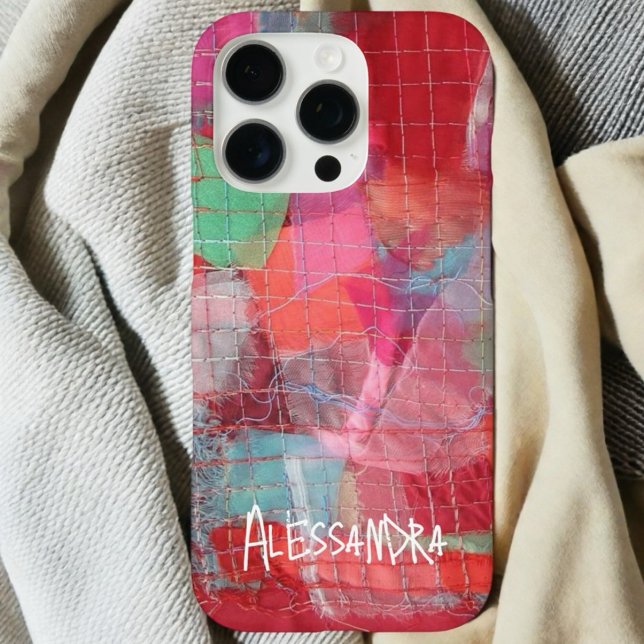 Rosa Monogramm Name abstraktes Muster Case-Mate iPhone Hülle (Von Creator hochgeladen)