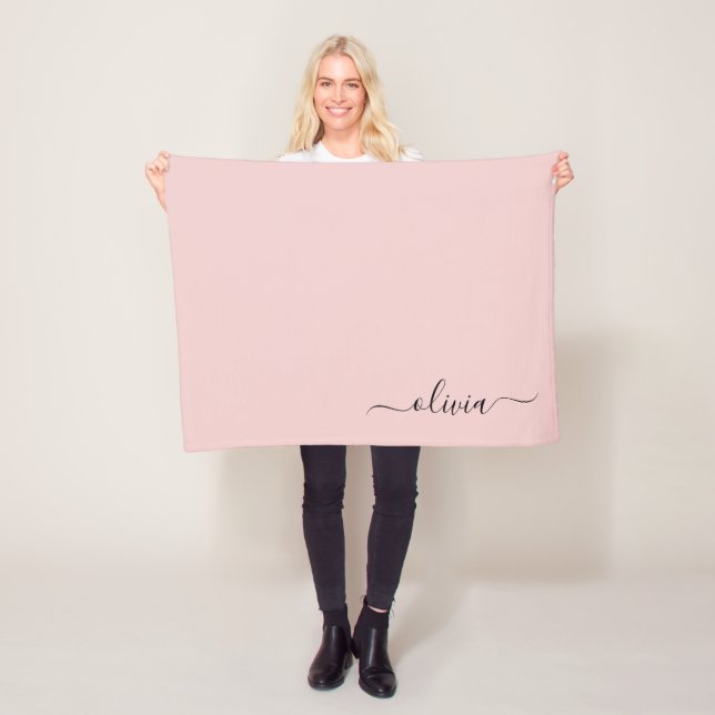 Rosa Monogramm Name Modern Fleecedecke (Beispiel)