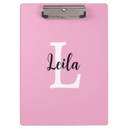 Rosa Monogramm-Name-Script personalisiertes Design Klemmbrett
