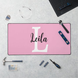 Rosa Monogramm-Name-Script personalisiertes Design Schreibtischunterlage