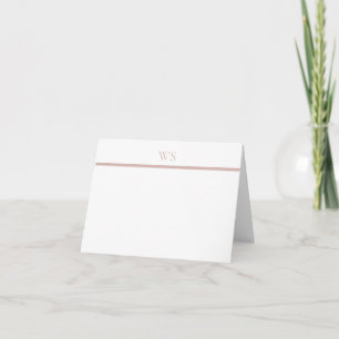 Rosa Monogramm-Notizkarte mit Balken