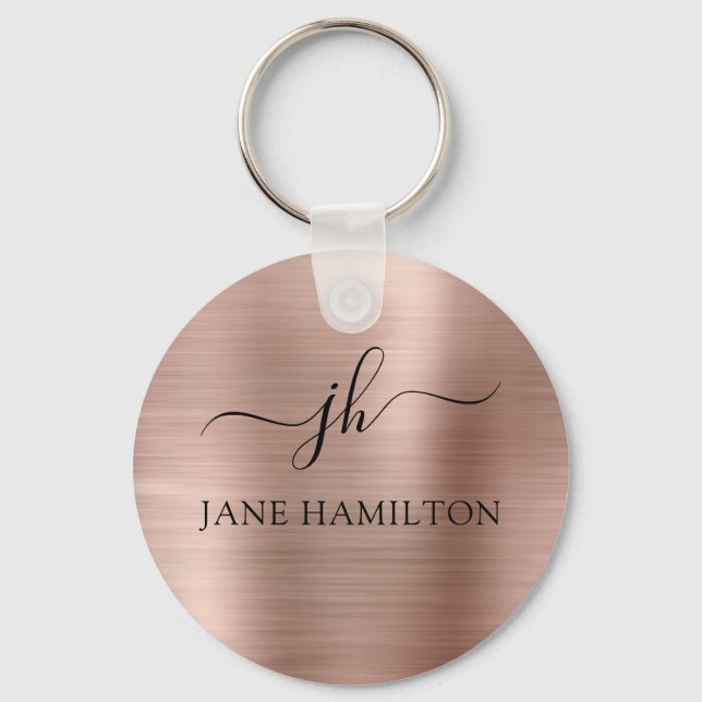 Rosa Monogramm-Schlüsselanhänger Schlüsselanhänger (Vorderseite)