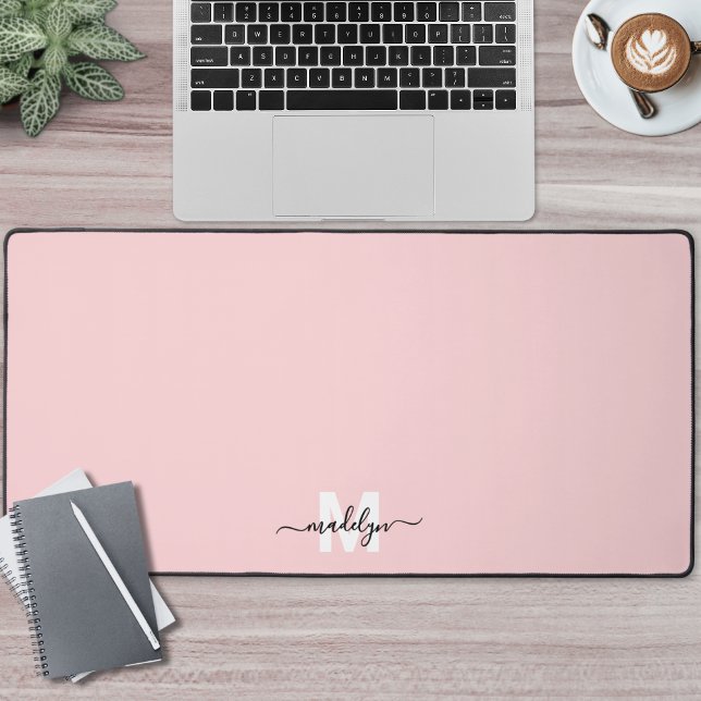 Rosa Monogramm Schreibtischunterlage (Blush Pink Monogram Desk Mat)