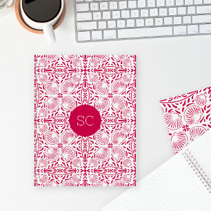 Rosa Monogramm Sheashell Koralle Elegant Chic Notizbuch