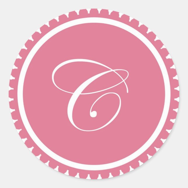 Rosa monogramm-Siegel-Gastgeschenk der ersten C-Dr Runder Aufkleber (Vorderseite)