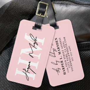 Rosa Monogramm süß Gepäckanhänger