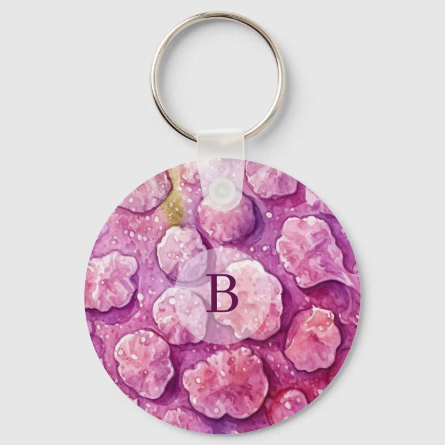 Rosa Monogramm-Virus-Bakterien-Muster Schlüsselanhänger (Vorderseite)