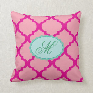 Rosa Monogramm-Wurfs-Kissen Kissen