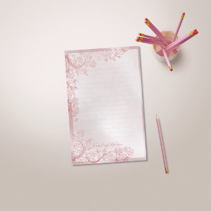 Rosa Monogramm Ziernähte Briefpapier