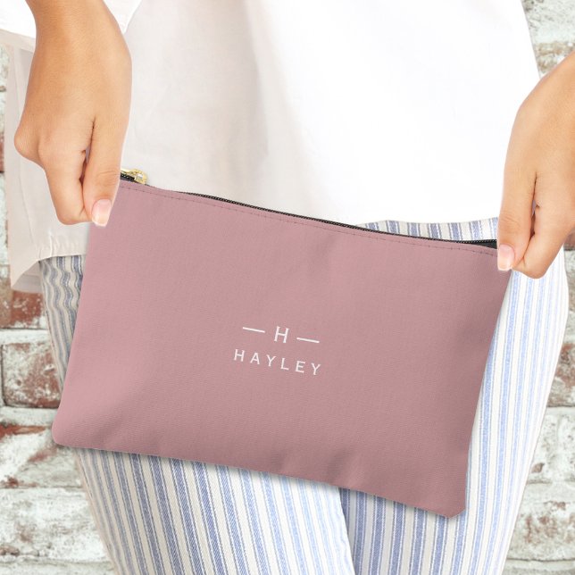 Rosa-Monogramm Zubehörtasche (Blush Pink chic monogram Accessory Pouch)
