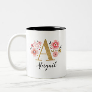Rosa Monogramm Zweifarbige Tasse