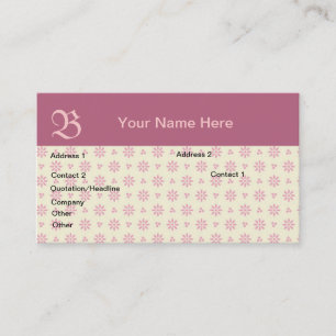 Rosa monogrammierte Eyelet Visitenkarte