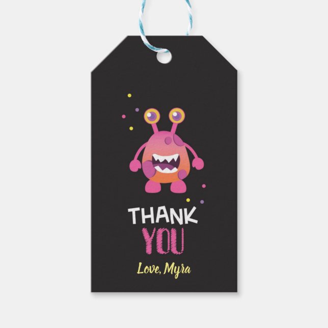 Rosa Monster-Geschenkmarke Geschenkanhänger (Vorderseite)