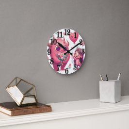Rosa Monster und das kleine Mädchen Runde Wanduhr