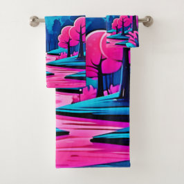 Rosa Moonlit Forest Art Badhandtuch Set