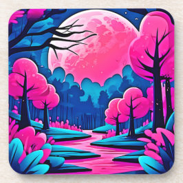 Rosa Moonlit Forest Art Getränkeuntersetzer