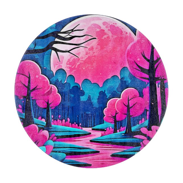 Rosa Moonlit Forest Art Schneidebrett (Vorderseite)