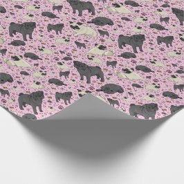 Rosa Möpsen Geschenkpapier