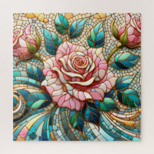 Rosa Mosaik aus Buntglas Puzzle