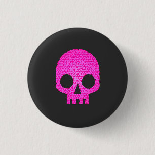 Rosa Mosaik Skull T - Shirt Button