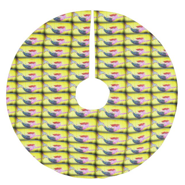 Rosa Mosaikmuster Polyester Weihnachtsbaumdecke (Vorderseite)