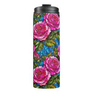 Rosa Mosaikrosen  Thermosbecher
