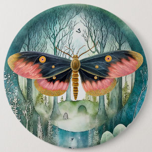 Rosa Moth Forest Night Button